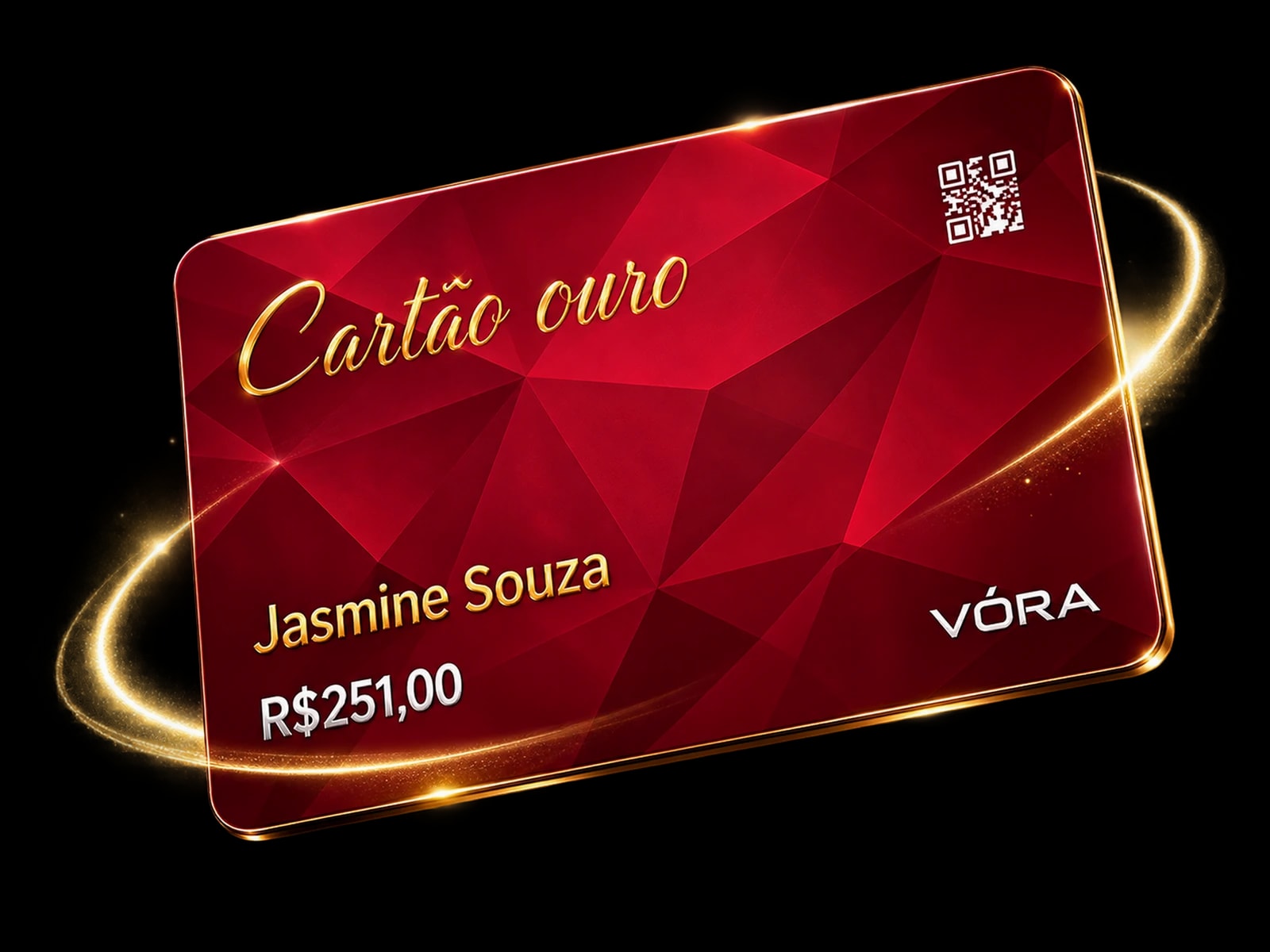 Cartão Ouro VÓRA com brilho dourado